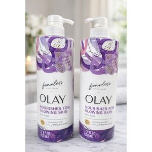 Olay Fearless Nourishing‎ Glowing Skin Body Wash Cocoa Butter 2 x 17.9 Oz Each